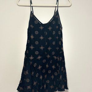 Black Printed Spaghetti Strap Mini Dress